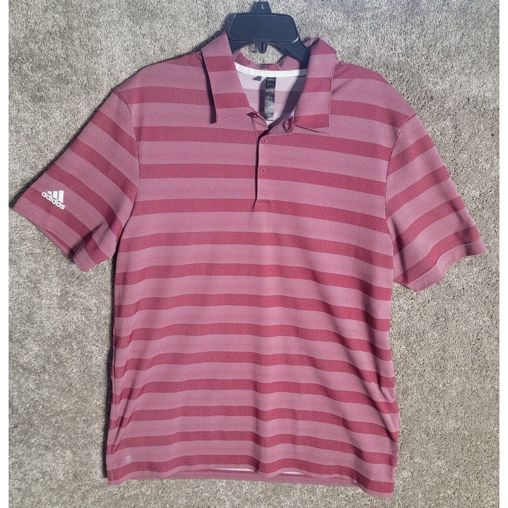 Adidas Men's Golf Polo Red Striped Size XL
